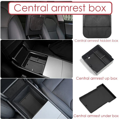 Tesla Model 3 Highland 2024 Center Console Storage Box – Armrest Organizer Accessory for Model 3 Stowing & Tidying