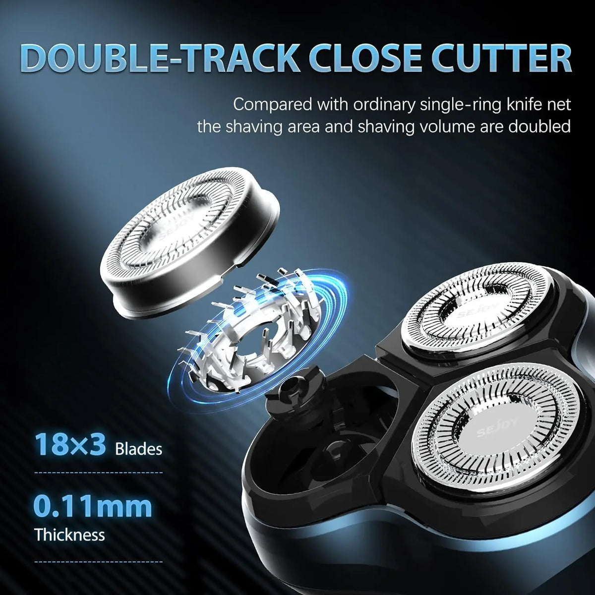 Sejoy Electric Razor for Men – 3-Blade Foil Shaver with 7500 RPM High-Speed Motor & Digital Power Display