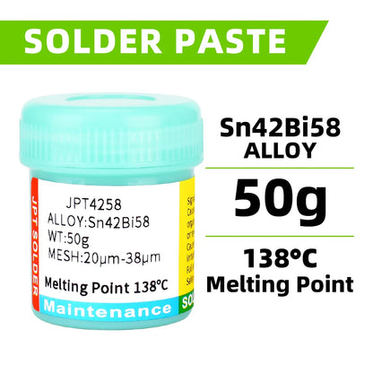 Sn42Bi58 SMD Welding Paste – 138°C Low Temperature Lead-Free No Clean Solder Paste for Phone Component Repair