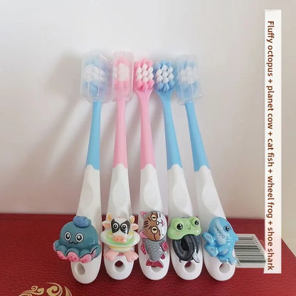 3PCS Italian Brainrot Tung Kids Toothbrushes — Soft Bristle Anime Cartoon Toothbrush for Children Ages 2-12