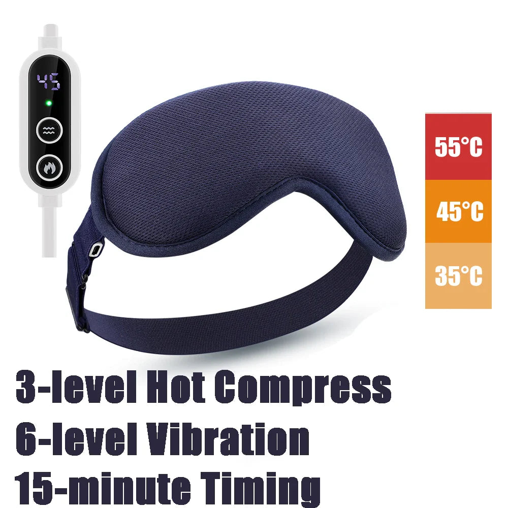 3-Level Electric Steam Eye Mask — Hot Compress, 3D Massage, Smart Temperature & Timing, Sleep Shading & Eye Relief