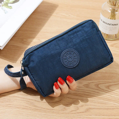 Large-Capacity Three-Zipper Wallet & Handbag – Retro Mobile Phone Bag & Portable Fashion Storage for Women & Students