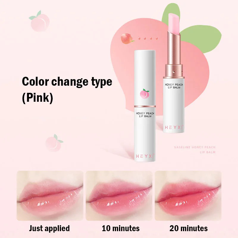 Honey Peach Color-Changing Lip Balm – Moisturizing Lip Plumper Hydrating Nourishing Lip Care Cosmetic