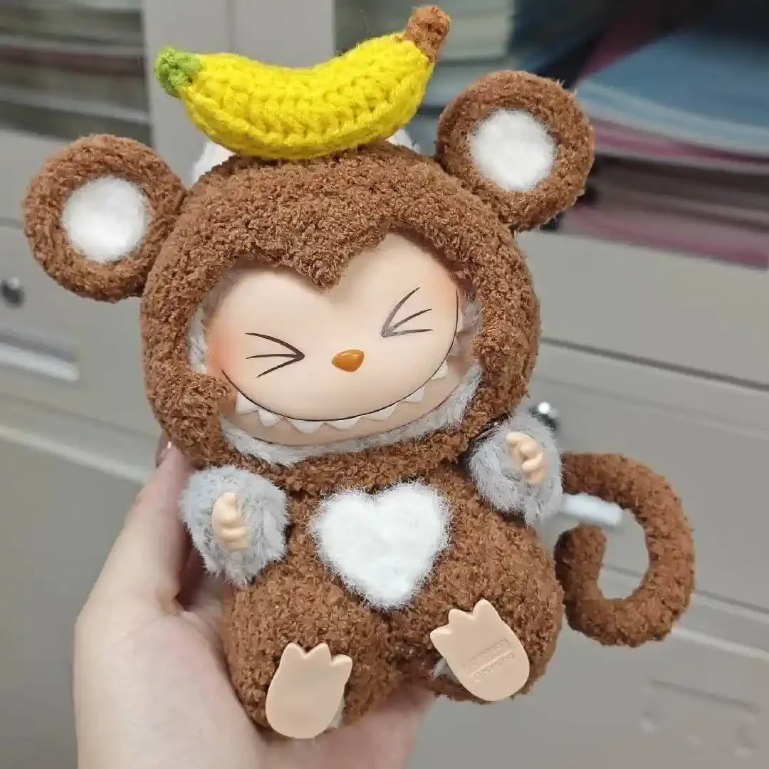 Labubu 17cm Heartbeat Macaron Monkey Toy – Stand-Up Dress-Up Jacket & Pants Suit