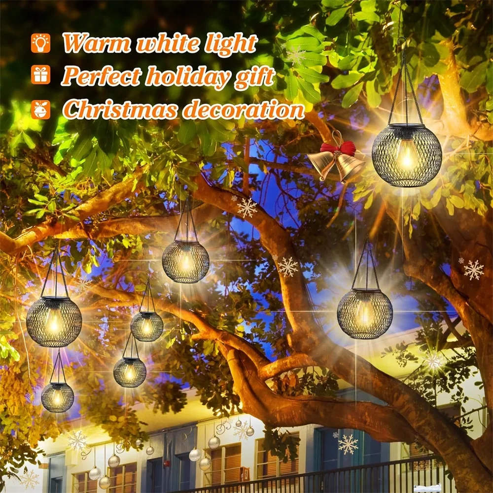 Ortiny Solar Lantern Outdoor - Upgraded Waterproof Hanging Lights for Decorative Outdoor Use