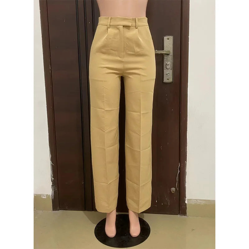 Stigende Women’s Wide Leg Pants – Straight, Loose-Fit Business Casual Trousers with Pockets, Midi Waist Office Pants
