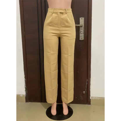 Stigende Women’s Wide Leg Pants – Straight, Loose-Fit Business Casual Trousers with Pockets, Midi Waist Office Pants