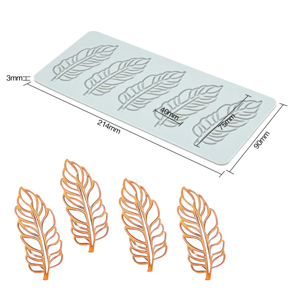 Various Leaves & Geometric Flower Silicone Cake Lace Mold — Cake Decorating Border Tool for Baking