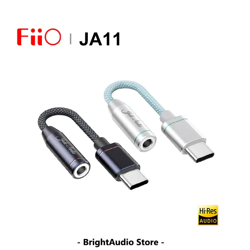 FIIO JadeAudio JA11 USB-C to 3.5mm Headphone Adapter — Hi-Res DAC Audio Cable for Phones