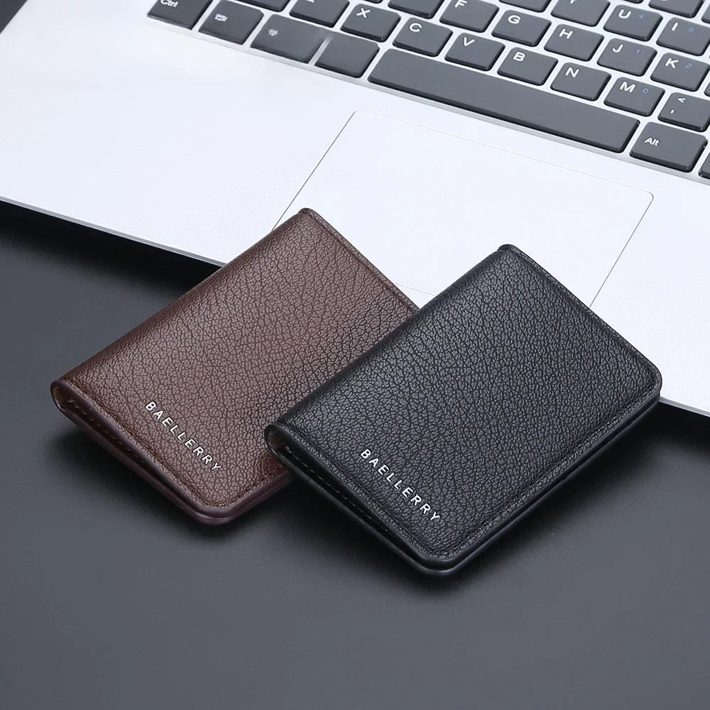 Slim Folding Wallet - Soft Leather Mini Card Holder for Men & Women