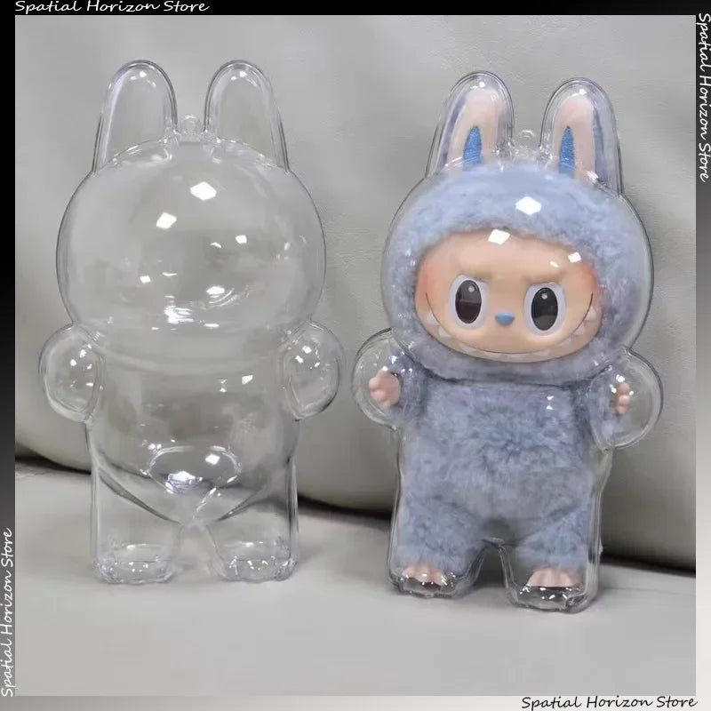 Labubu Transparent Protective Cover – Cute Elf Plushie Display Bag & Mini Portable Storage Box for Stuffed Toys