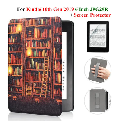 Kindle 10th Gen 6" Leather Case – Hand Strap & Screen Protector Cover with Wake/Sleep Function (2019, J9G29R)