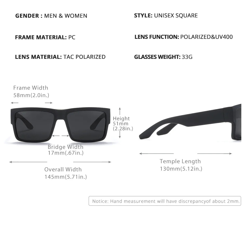 CYRUS Polarized Square Sunglasses — Classic Fashion Sport Driving Shades for Men & Women with Logo