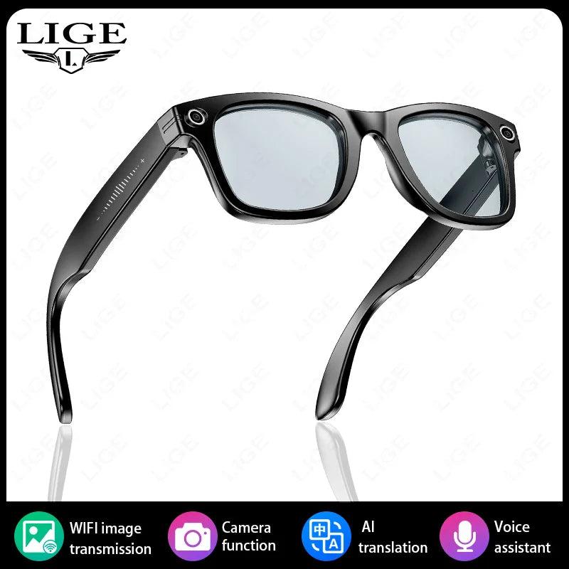 LIGE Smart Glasses — AI Camera Sunglasses with BT Call, Music, Touch Control, Voice Assistant, Video & Sound Recording, WiFi Transmission