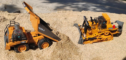 4WD RC Excavator Alloy Dump Truck Bulldozer | Remote Control Construction Vehicle Toy for Kids