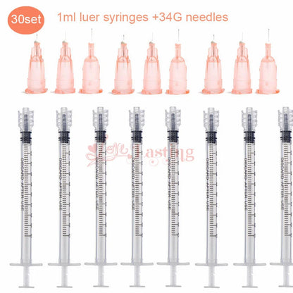 1ml Luer Syringes Kit with 30G–34G Needles (2.5–4mm) – Sharp Precision Injection & Tattoo Tool Set