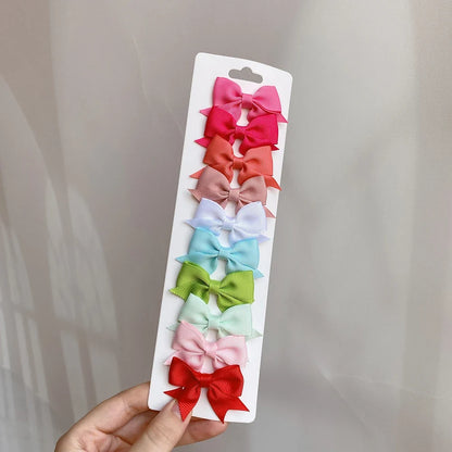 10pcs Kids Bow Hair Clips - Handmade Ribbon Bowknot Barrettes for Baby Girls Hair Accessories