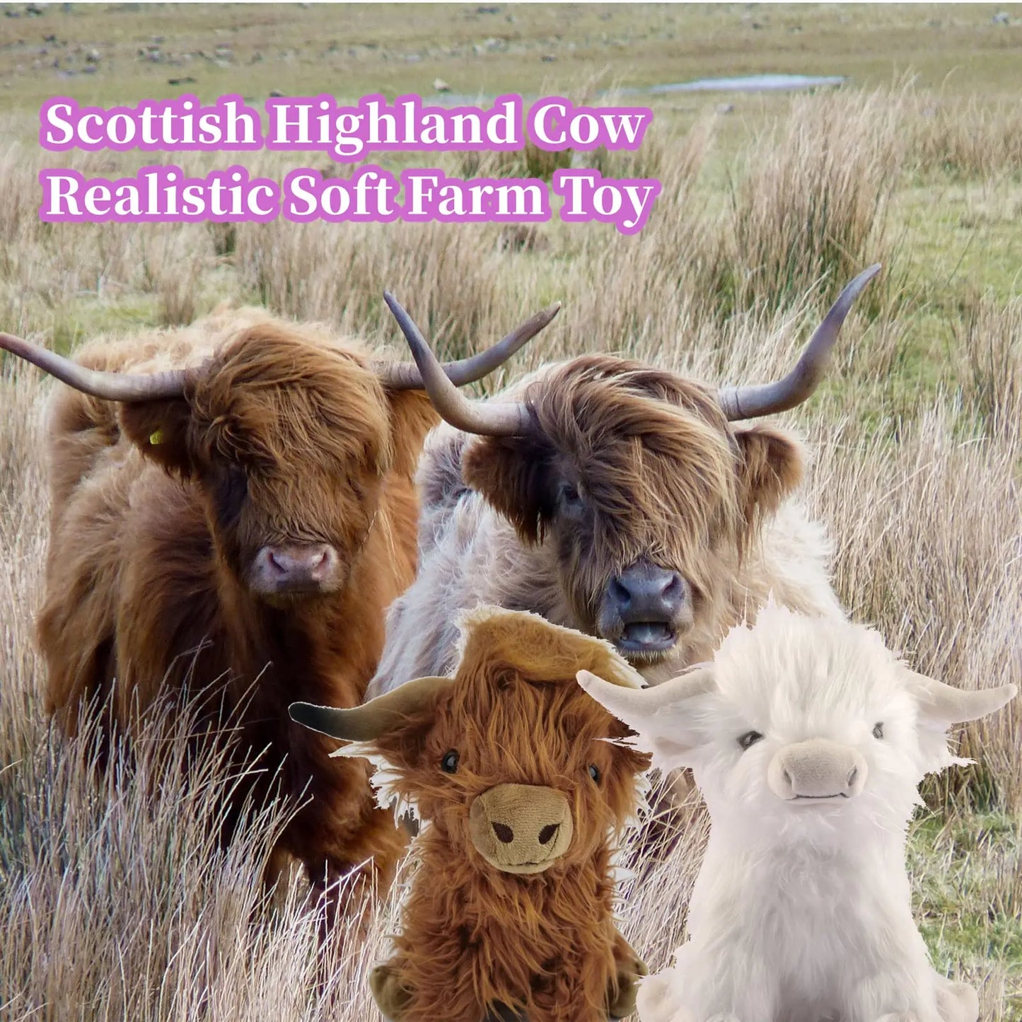 25cm Highland Cow Plush Toy — Soft Stuffed Animal Doll, Kawaii Kids & Baby Gift, Home & Room Decor