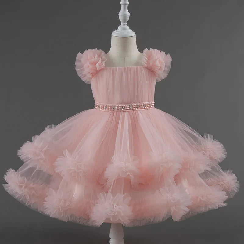 Girls Lace Mesh Princess Dress - Sleeveless Summer Party Dress for Ages 1-7
