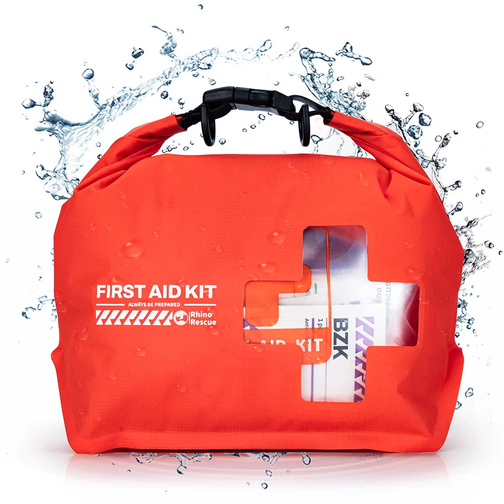 RHINO RESCUE Waterproof First Aid Kit — Lightweight Dry Bag with Emergency Survival Supplies for Outdoor Kayaking, Swimming & Boating