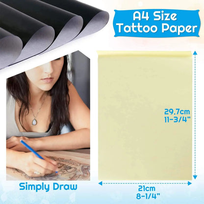 Cridoz Tattoo Transfer Paper – 10 Sheets A4 Stencil Paper (8.25" x 11.75") for Professional Tattooing