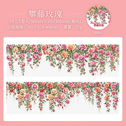 5x200cm INS Fresh Vine Theme PET Tape – Adhesive Stickers for DIY Scrapbooking, Diary, and Collage Crafts