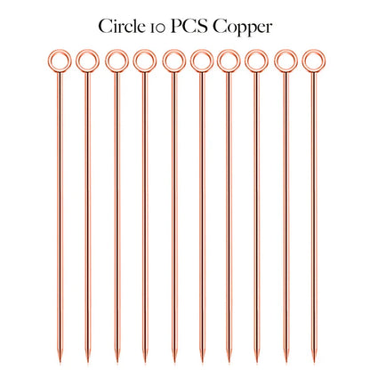 10PCS Stainless Steel Cocktail Picks - Fruit Sticks & Drink Stirring Sticks in Circle, Ball, and Hat Shapes