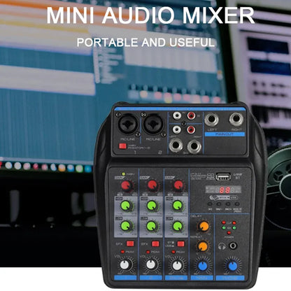 4-Channel DJ Mixer Console – Bluetooth Audio Mixer with 48V Phantom Power, USB & Karaoke Monitor System