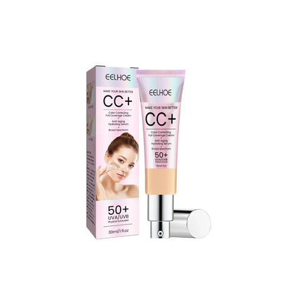 CC Foundation Cream – Natural Moisturizing, Waterproof, Brightening Concealer with Oil-Control & Long-Lasting Coverage