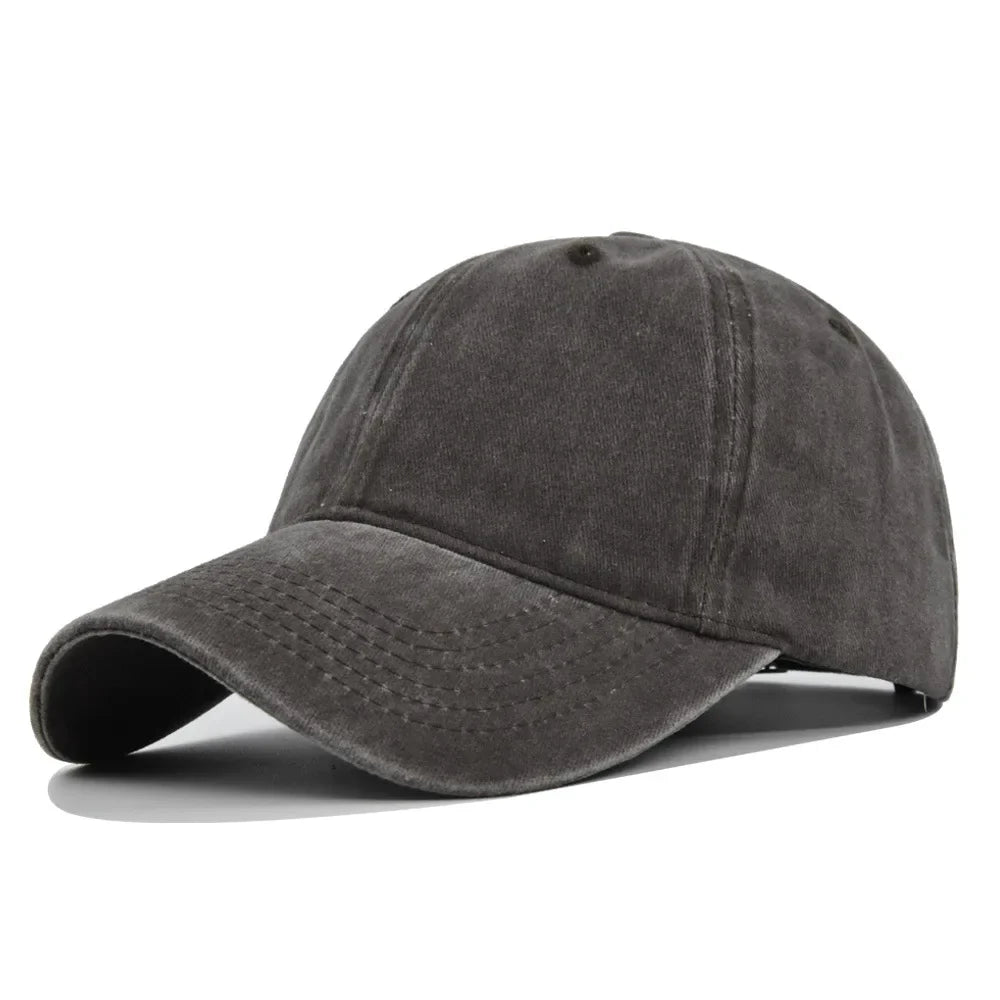 Baseball Snapback Cap – Pure Color Cowboy Hat, Water-Washed Hip Hop Fitted Cap for Men & Women, Spring & Autumn