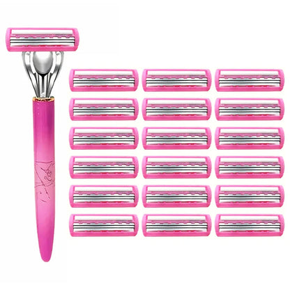 Women’s Safety Razor Blade Set – 4/12PCS 3-Layer Stainless Steel Replacement Heads for Bikini & Hair Removal