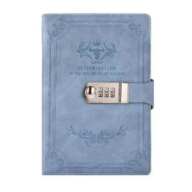 A5 Retro Password Book with Lock – 200 Pages Thickened Diary Notebook, Creative Student Stationery Ledger Binder Organizer