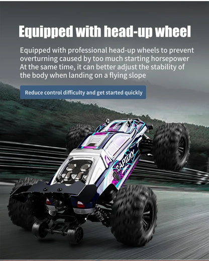 16103 Fast RC Cars – 50km/h 1/16 Off-Road 4WD Monster Truck with LED Headlights, 2.4G Waterproof Remote Control for Adults & Kids