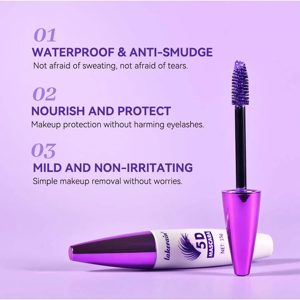 Red Wine Brown 5D Mascara — 3D Curling, Waterproof, Non-Smudge, Fast-Dry Eyelash Extension Makeup