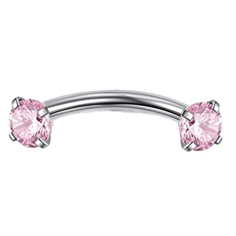 Crystal Curved Barbell Piercing Earrings – Daith, Helix, Tragus & Cartilage Body Jewelry Stud Ring