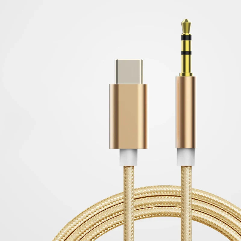 USB-C to 3.5mm Aux Audio Cable — Headphone & Speaker Adapter for Samsung S20/S21/Note 20/Tab S7