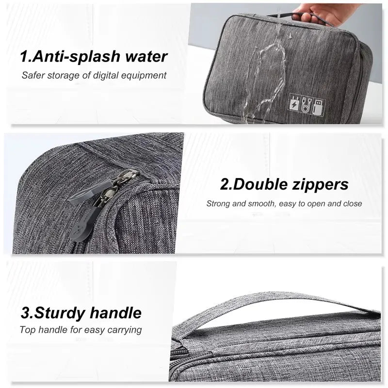 Portable Waterproof Travel Cable Organizer Bag – Digital Electronics USB Charger & Data Cord Storage