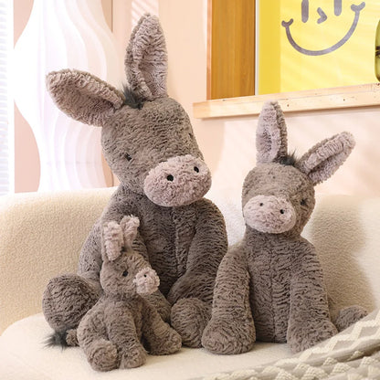 23/40/60cm Cute Burro Plush Toy — Grey Donkey Stuffed Animal, Soft Baby & Infant Doll, Birthday Gift & Room Decor
