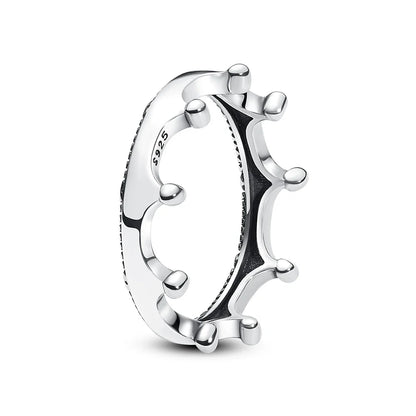 925 Sterling Silver Women’s Ring – Crown, Heart & Wishbone Design with Crystal, Rose Gold Engagement & Wedding Jewelry