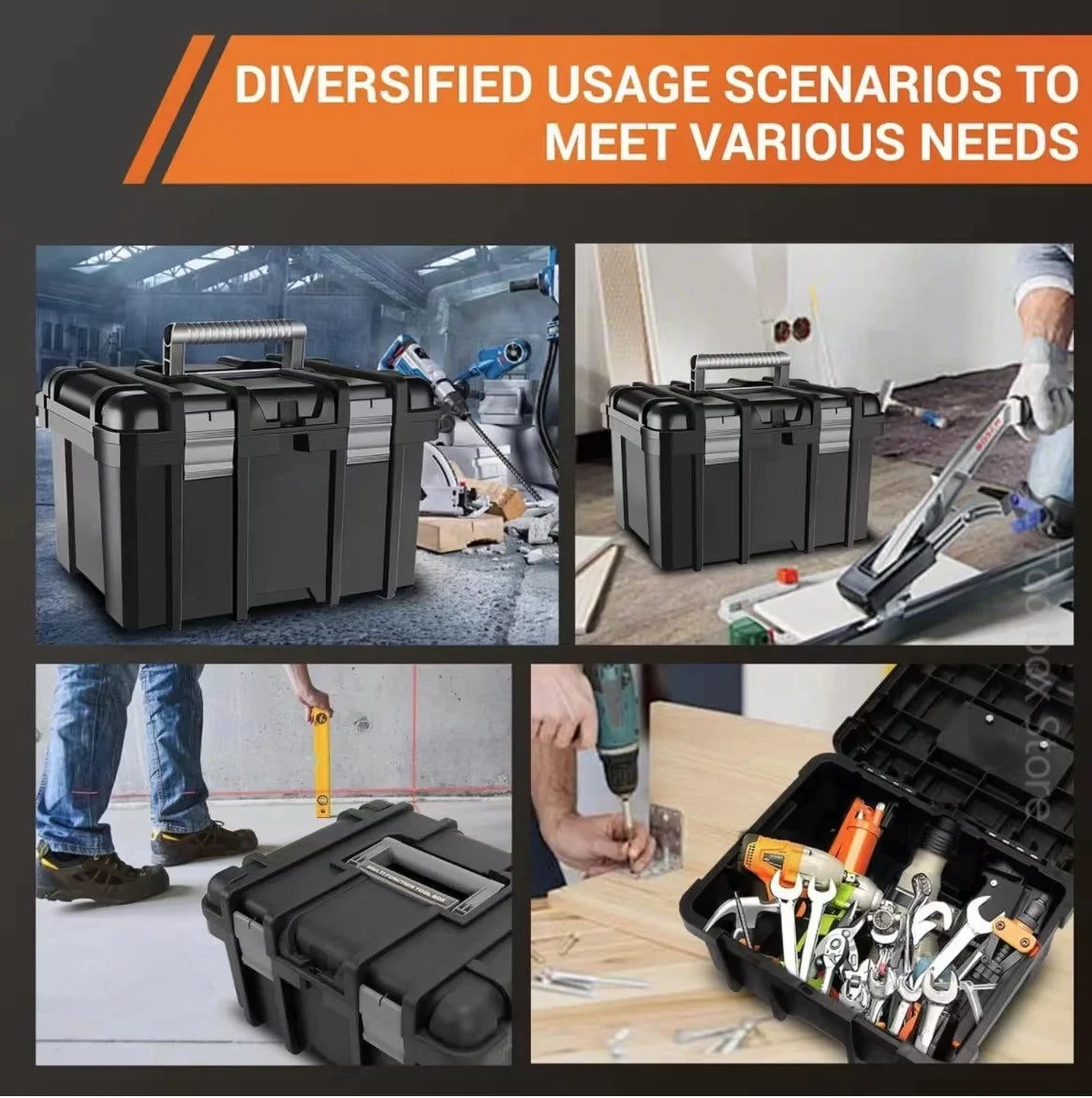 Large Portable Toolbox — Height-Adjustable Tool Organizer Suitcase for Garage, Workshop & Hardware Parts