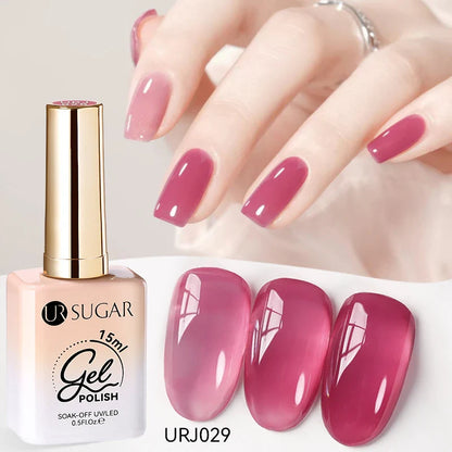 UR SUGAR 15ml Jelly Milky White Gel Polish – Translucent UV Soak Off Nail Art Varnish Semi-Permanent Fashion Nail Color