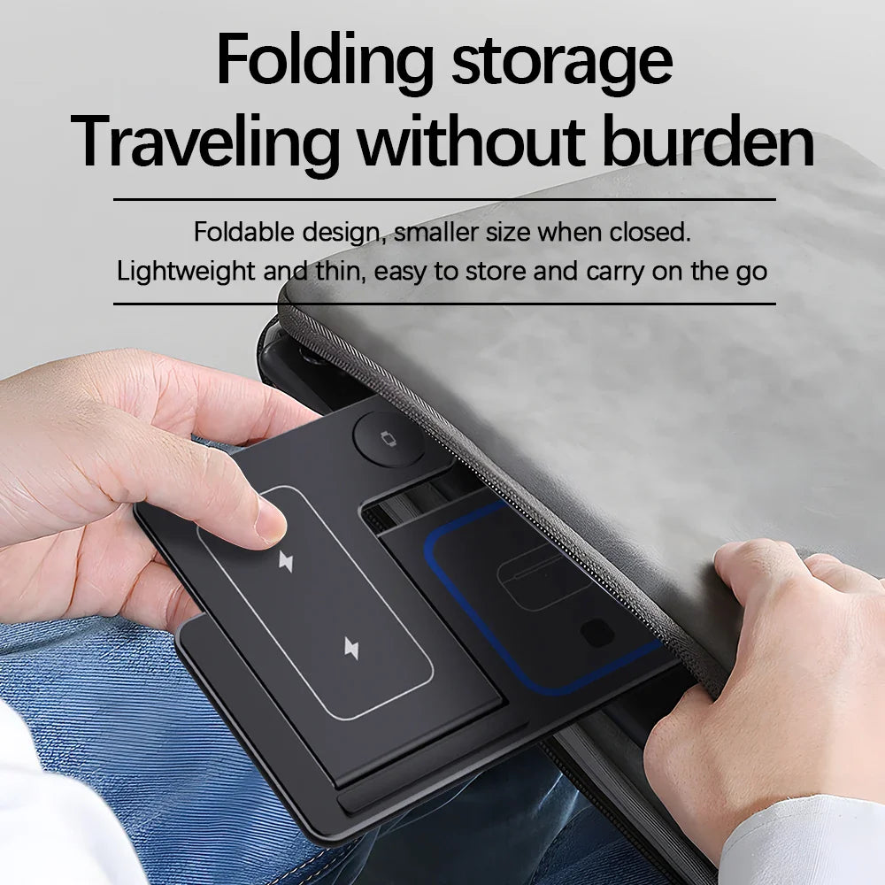 30W LED Fast Wireless Charger Stand - 3-in-1 Foldable Charging Station for iPhone 15/14/13/12/11, Apple Watch 9/8/7/6/5, AirPods Pro