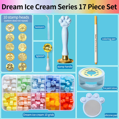 17 Piece Gift Wrap Fire Paint Wax Seal Head Stamp Set for DIY Handmade Seals