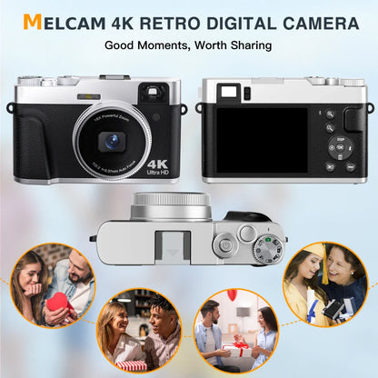 4K Digital Camera with Auto Focus – 48MP Vlogging Camera for YouTube, Anti-Shake Video, Viewfinder, Flash & 16X Zoom
