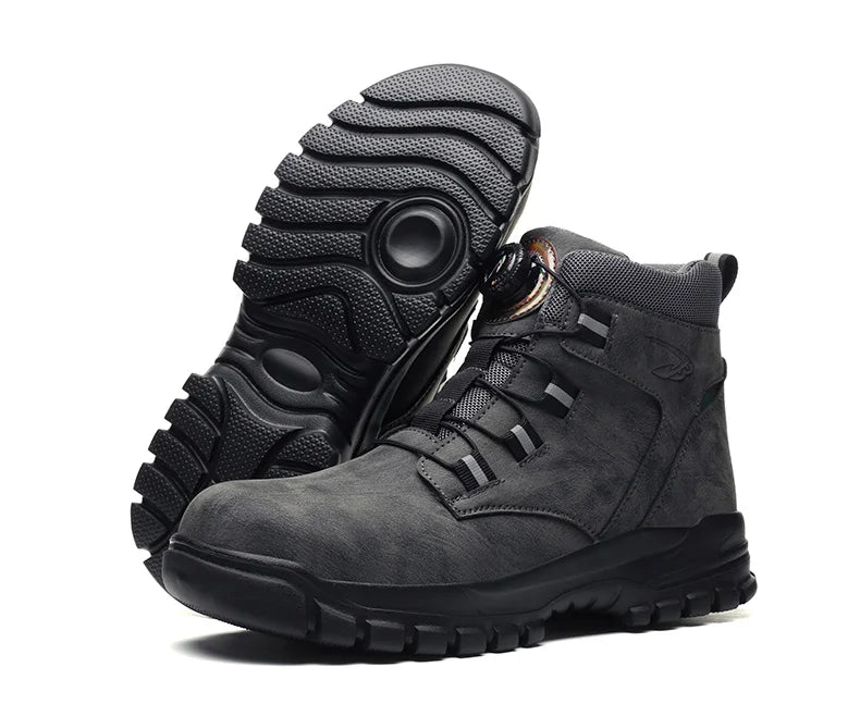 2024 Fashion Waterproof Security Work Boots – Protective Leather, Anti-Smash & Anti-Puncture Industrial Safety Shoes