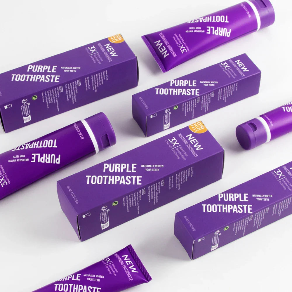 Purple Tooth Whitening Toothpaste – Teeth Stain Remover, Oral Gum Care & Fresh Breath