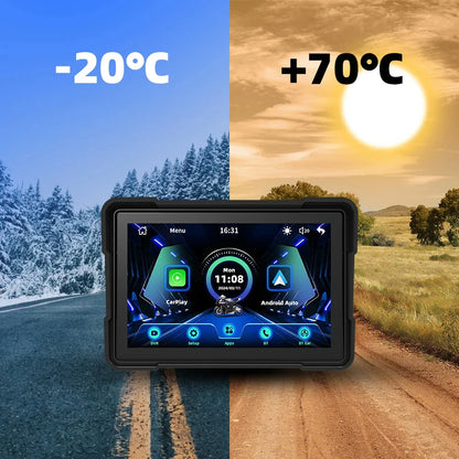 EVKEY MTC13 Motorcycle Navigation Display - Waterproof CarPlay Screen, Portable Wireless Monitor with Android Auto