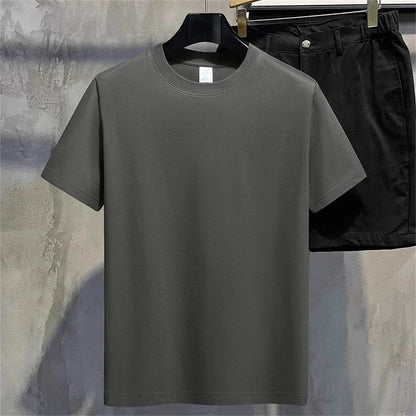 Men's & Women's Cotton T-Shirt — Summer Solid Color Round Neck Short-Sleeve Top, Casual Couple White Tee