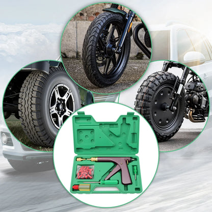Auto & Motorcycle Tubeless Tire Repair Kit — Puncture Plug Gun for Car & Bike, Air Leak Fix Tool
