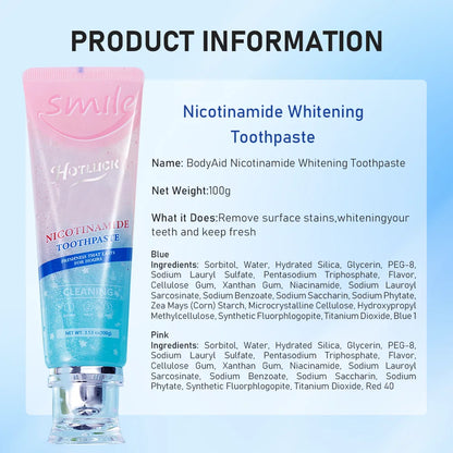 Hotluck Niacinamide Whitening Toothpaste – Intensive Triple Whitening for Fresh Breath & Dental Care